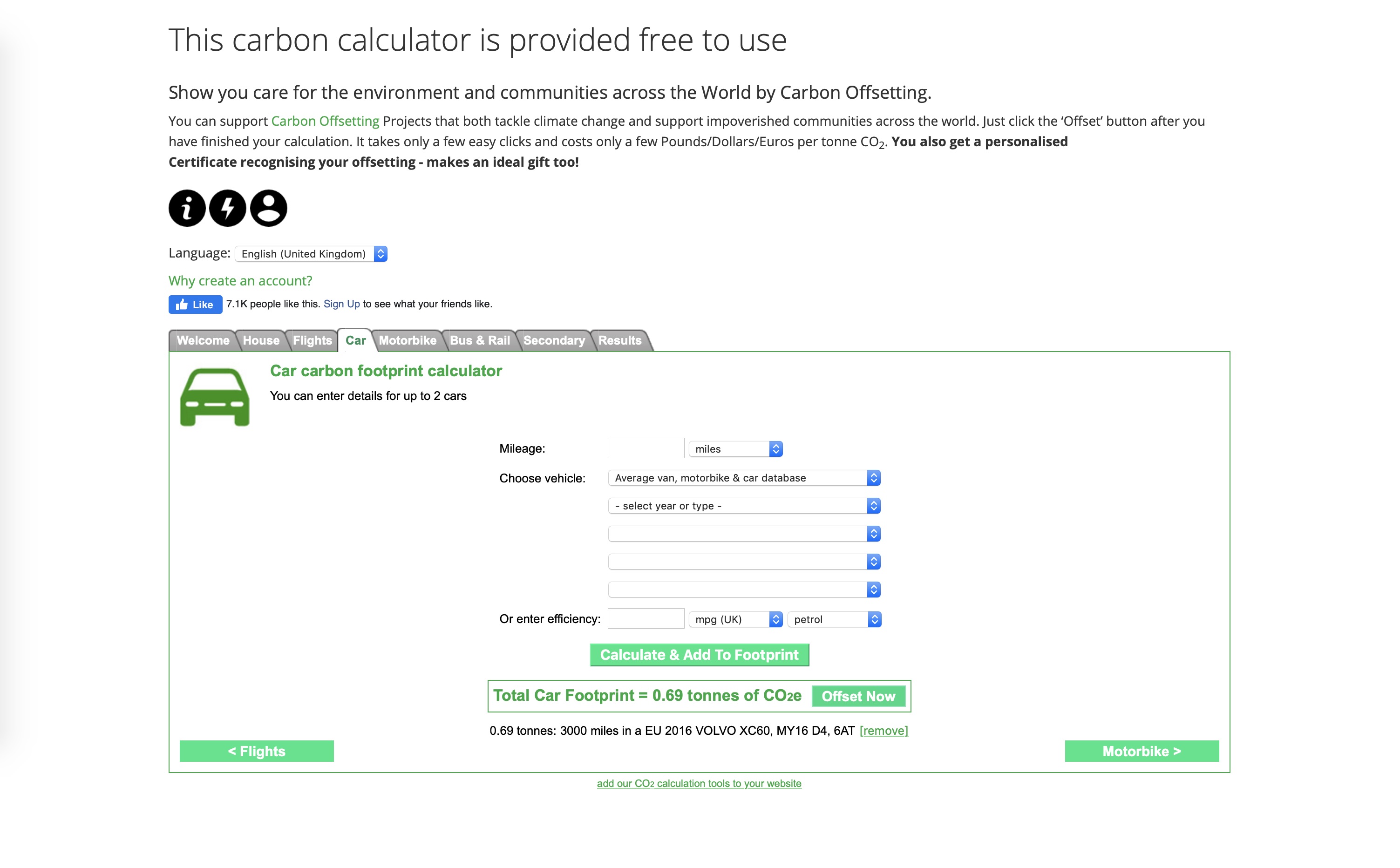 Carbon Footprint calculator